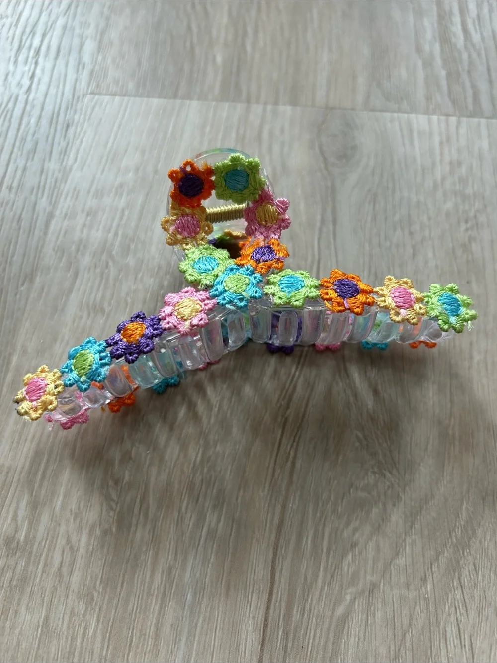 Hand Embroidered Floral Crochet Hair Clip 🌻💐🌷